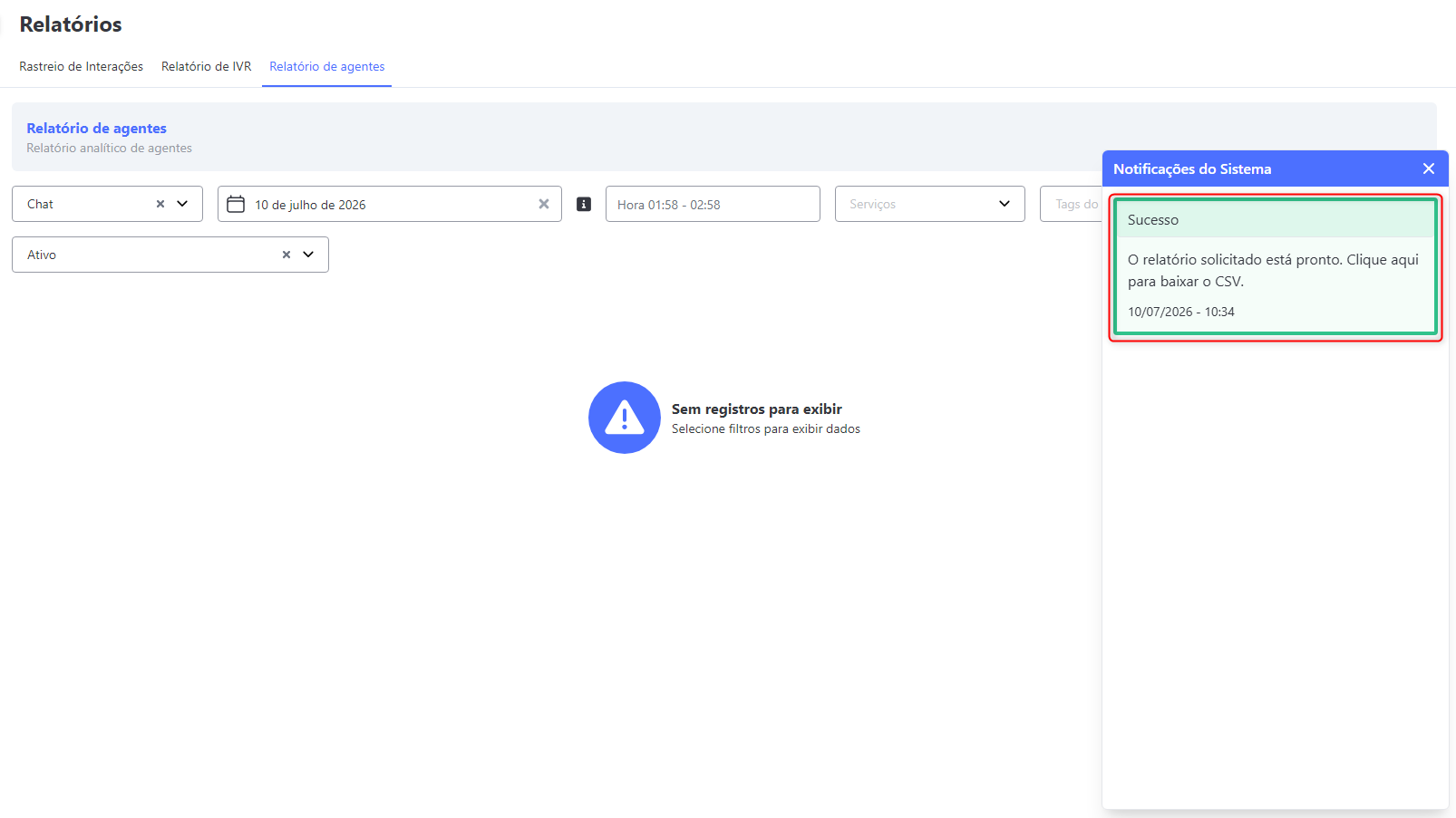 :class=sombracaixa Relatório Agentes Download CSV