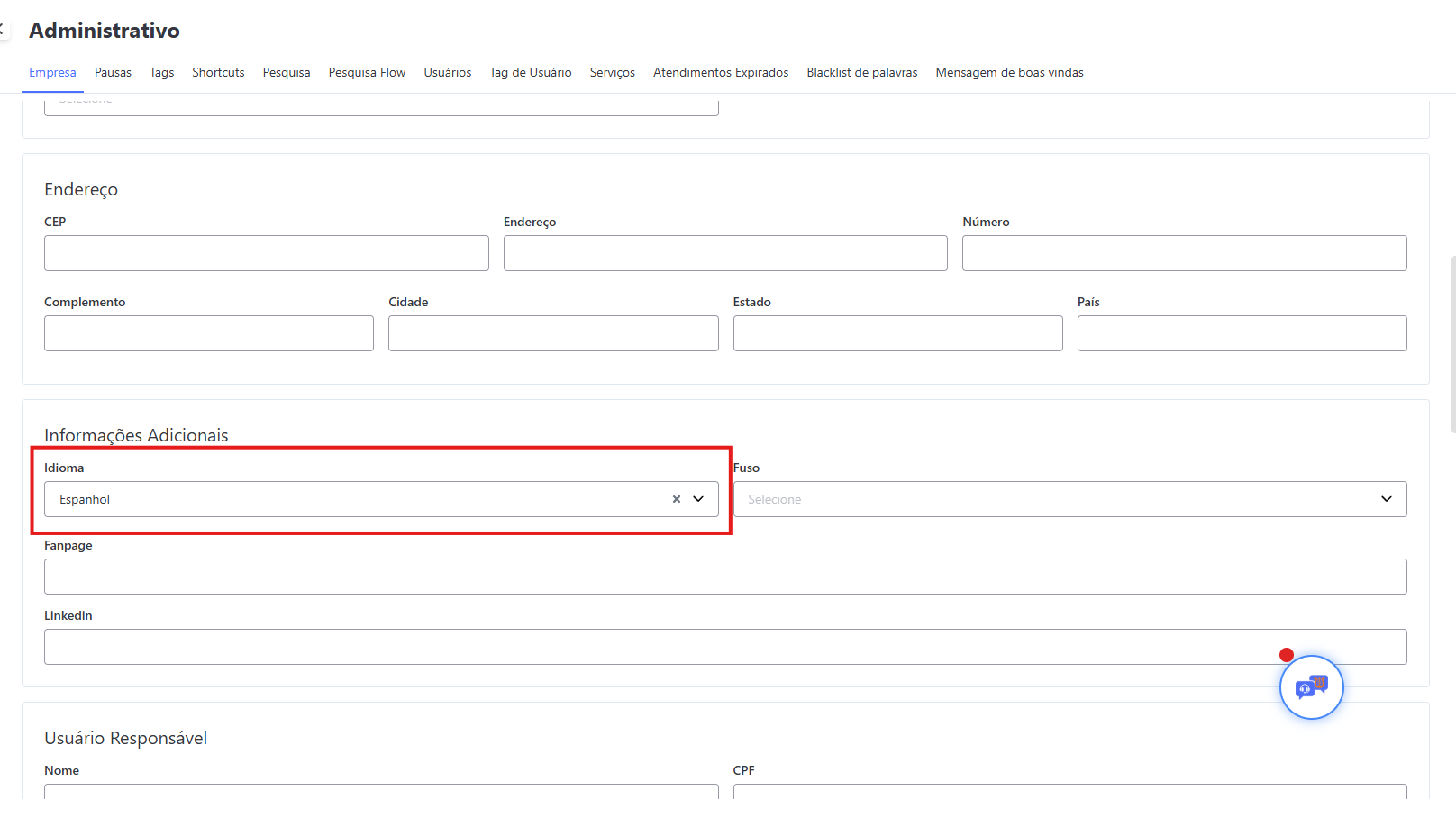 :class=sombracaixa Ativando Omni em Espanhol