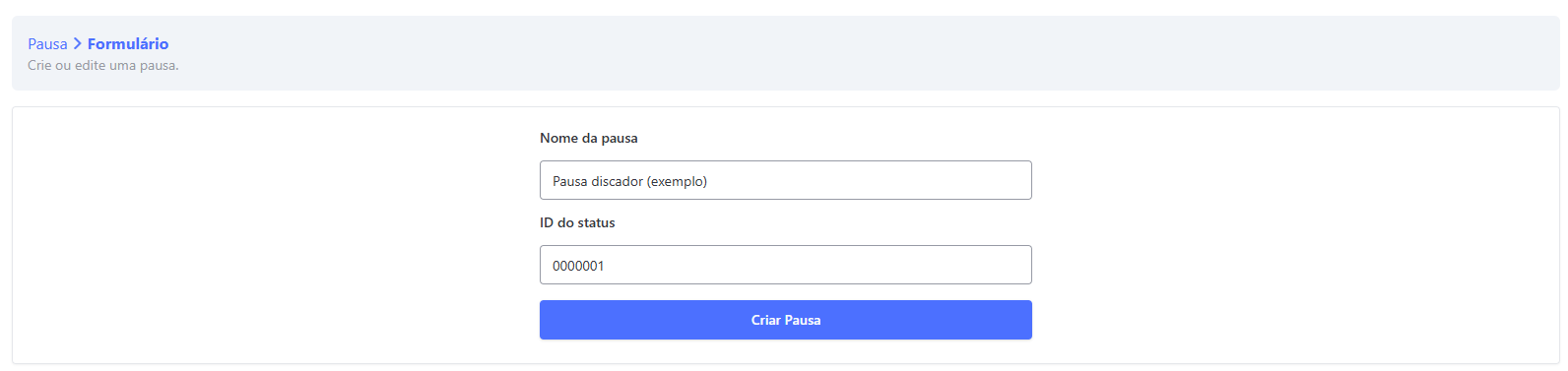 Configuração Discador Pausas