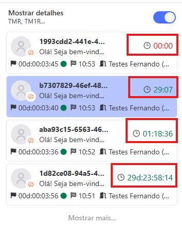 Cronômetro na Tela de Atendimento