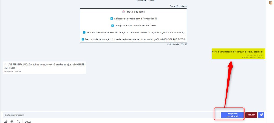 Exemplo resposta parcial em tela
