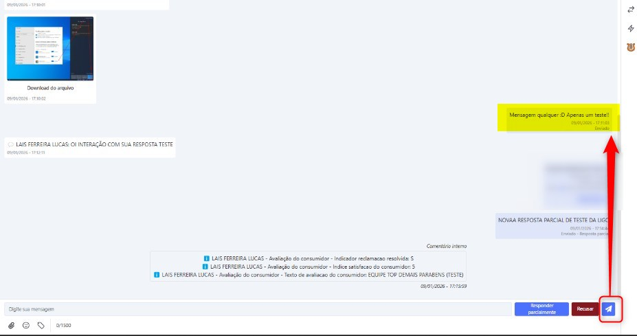 Exemplo resposta pública em tela