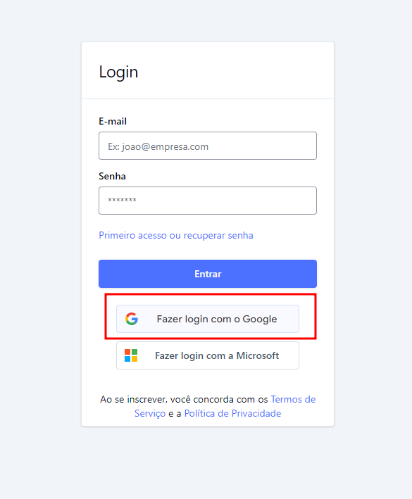 Login com Conta Google