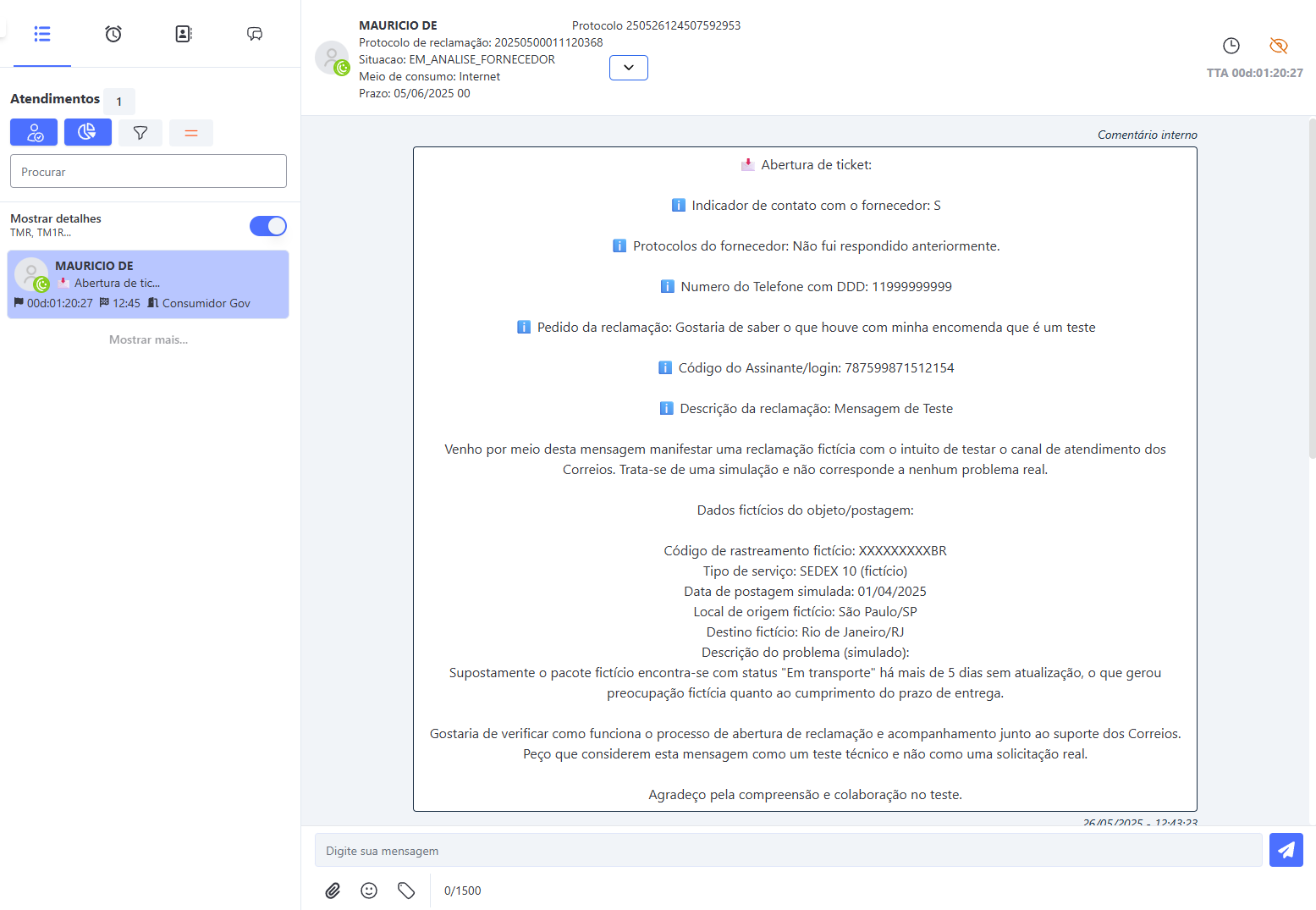 Tela Atendimento Omni