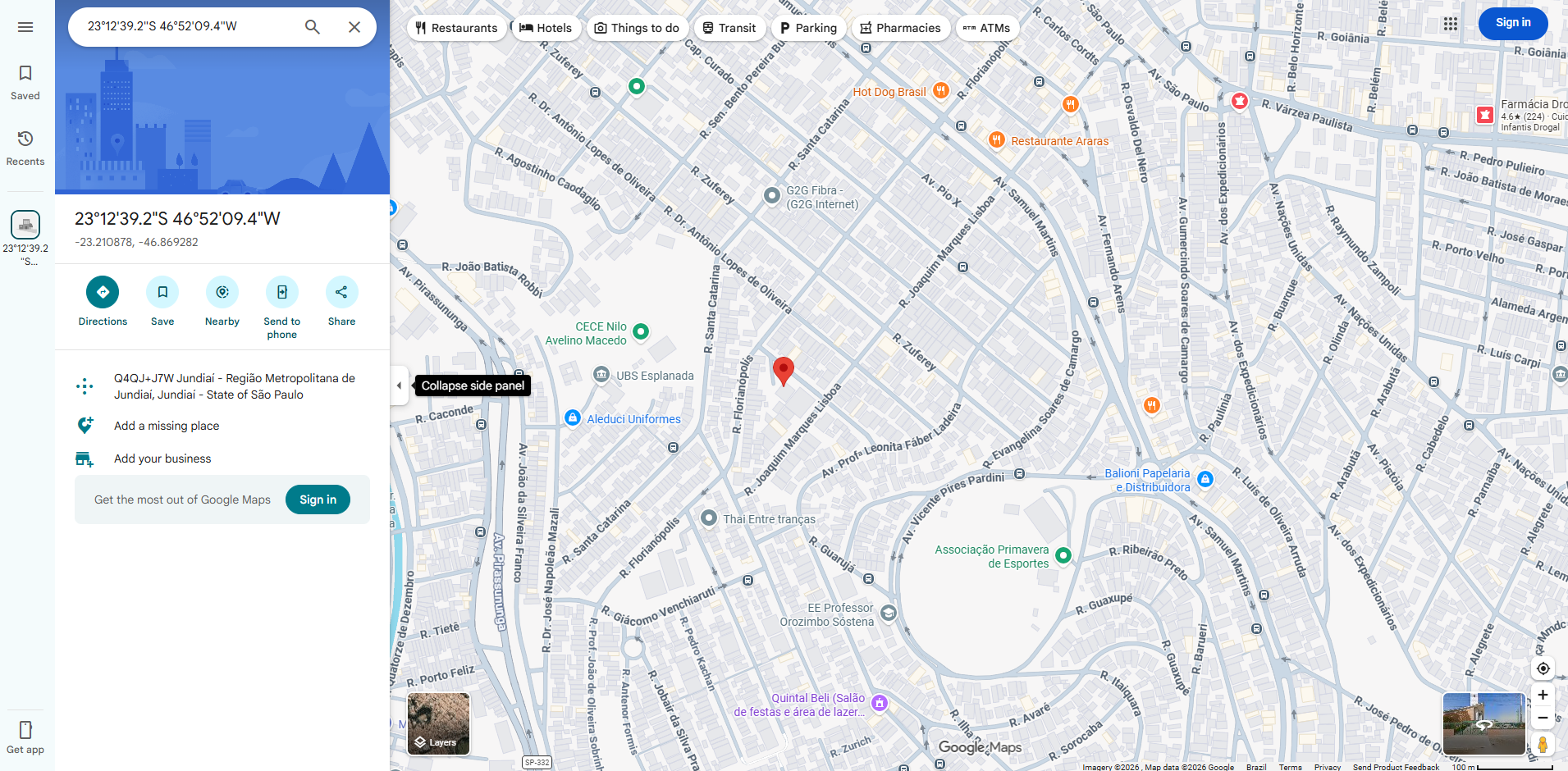 Detalhes do mapa e redirecionamento