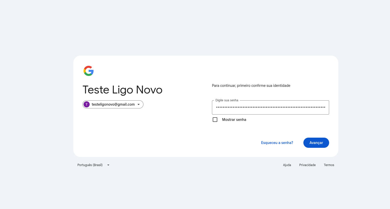 :class=sombracaixa Confirmação de Identidade Google