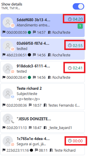 Cronômetro na Tela de Atendimento