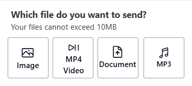 Opções de envio de anexos com o envio de GIFs Bloqueado