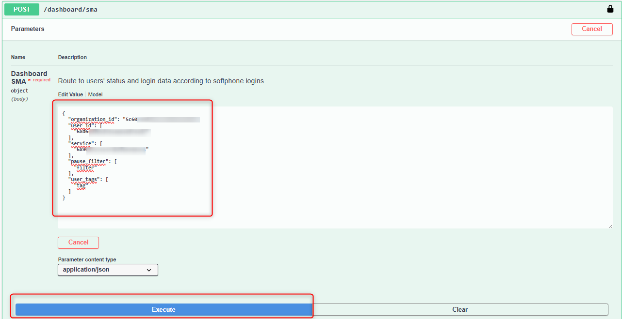 :class=sombracaixa Executar a requisição SMA dashboard