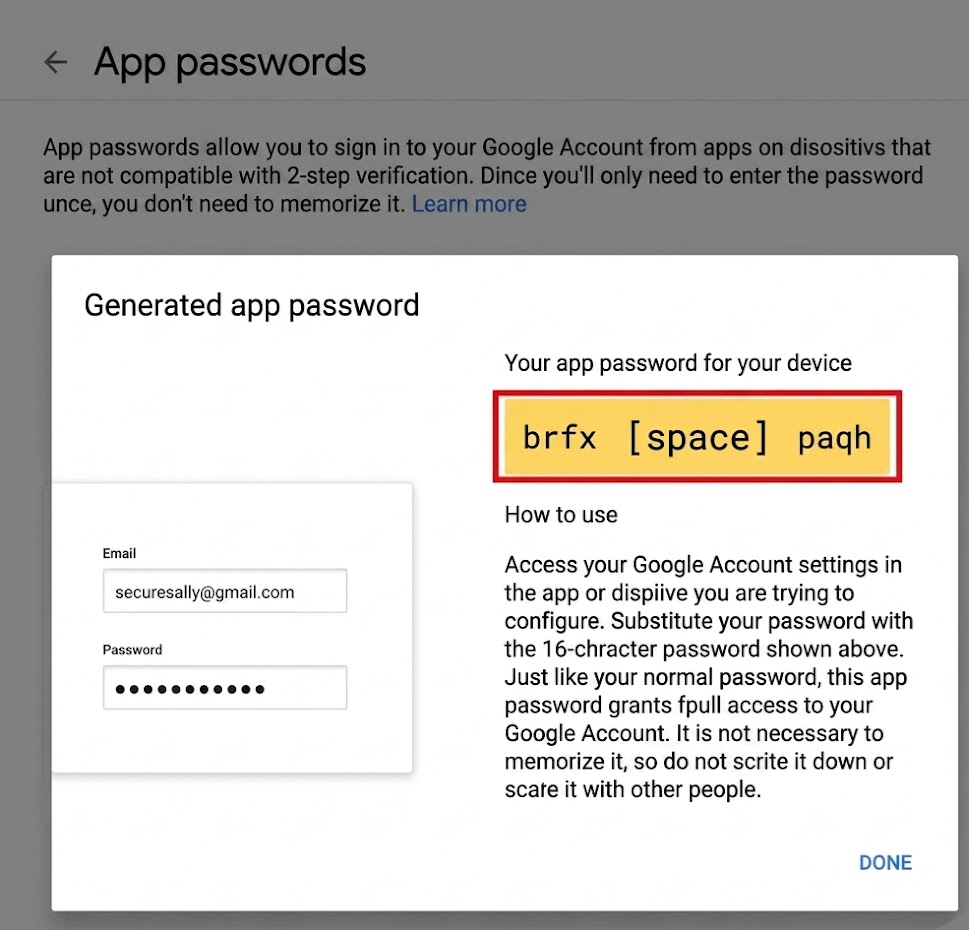 Geração Senhas de App