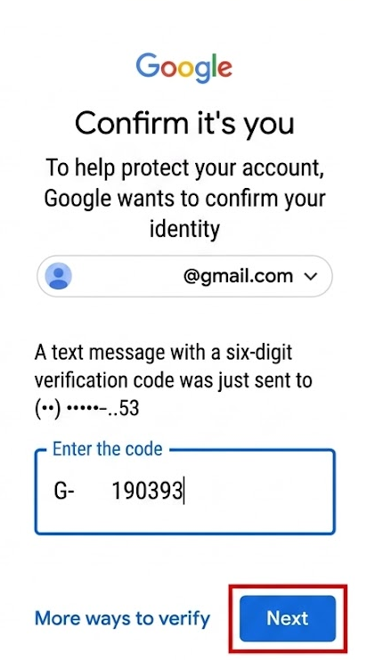 Inserindo Código de Verificação por Celular